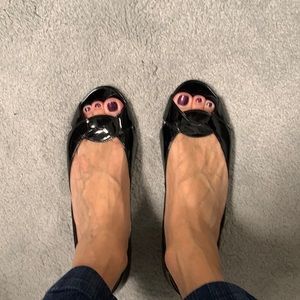 Cole Haan blk patent wedge sz 9.5 narrow- fits like medium